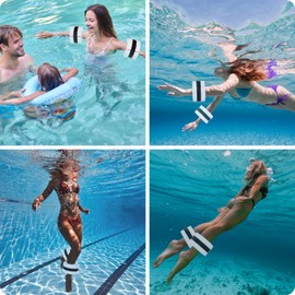 BOOSTEADY Swim Aquatic Cuffs, High-Density EVA Water Aerobics Float Ring Fitness Pool Exercise Weights Set, Ankles Arms Belts with Detachable Buckle for Swim Fitness Training-White