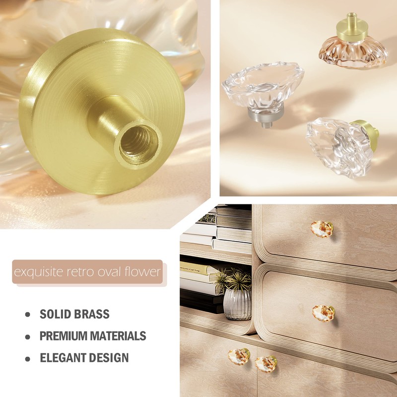 SHINY HANDLES 8 Pack Champagne Crystal Cabinet Knobs and Pulls