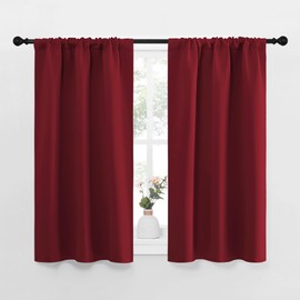 NICETOWN Cortinas Opacas de Color Burdeos, Paneles de Cortinas Cortas, bloquean Las Luces, para decoración de Loft y sótano (Rojo, 1 Par, 86 x 114 cm)