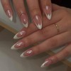 SXVME Uñas Francesas Con Punta Francesa Glaseada En Almendra, Uñas