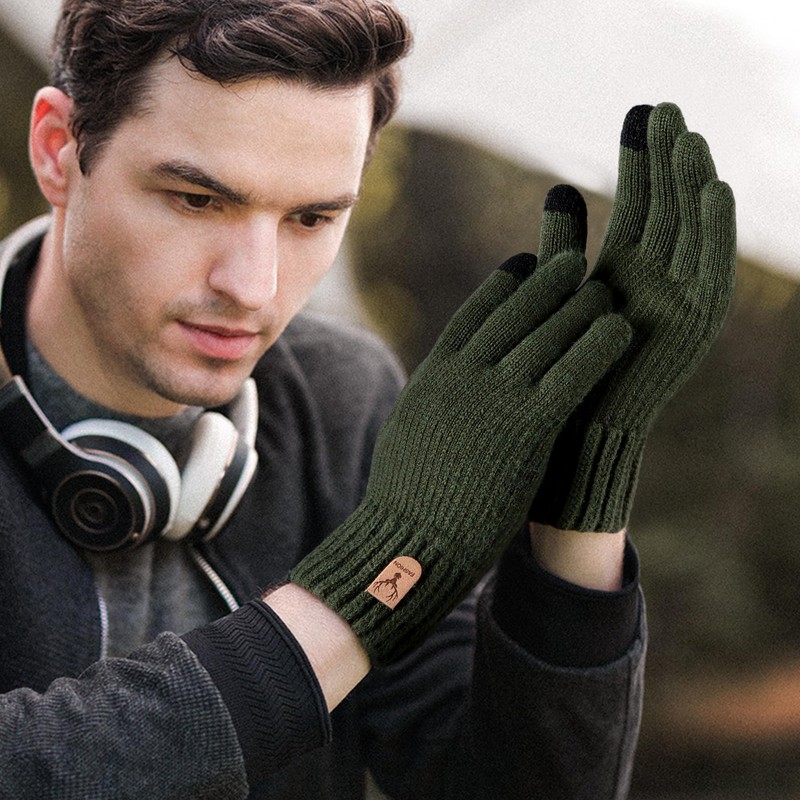 Winter Touchscreen Gloves For Men - Touchscreen Knitted Gloves Thermal