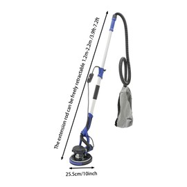 RocoReny 1250W Electric Drywall Sander, Foldable Ceiling Sander with 6 Variable Speed 800-1800RPM ＆ LED Lights, Popcorn Ceiling Removal Tool with Retractable Handle, for Sanding Walls, Floors (Blue)