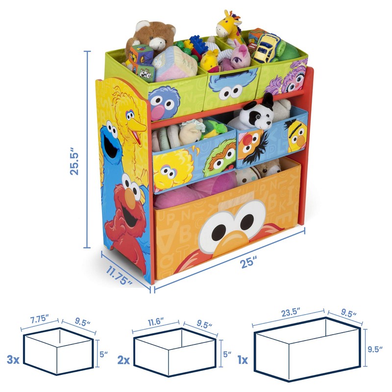 Sesame Street 6 Bin Design and Store Toy Organizer by