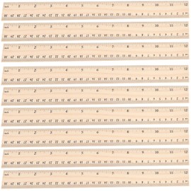 12 Pack 12 inch Wooden Ruler Kit with Conversion Table Metric Straight Edge Linear Measurement Ruler for School, Classroom, Home, and Office (12)