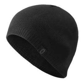 GEAR WEAR Knitted Hat, Durable Acrylic Material, Double Layer Warm Fleece, Bright Smooth Solid Winter Hat for Running, Cycling, Skull, Skiing, Jogging, Camping, Hiking for Men Women Winter, black