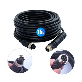 CAMECHO 50FT/15M 4-Pin Aviation Plug Reversing Camera Cable for Reversing Camera Car Camera Monitor