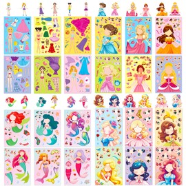Make a Face DIY Stickers, 24 Sheets Princess DIY Stickers Kids Princess Stickers DIY Face Sticker Dress Me Up Stickers Stickers Children for Festive Party Gifts