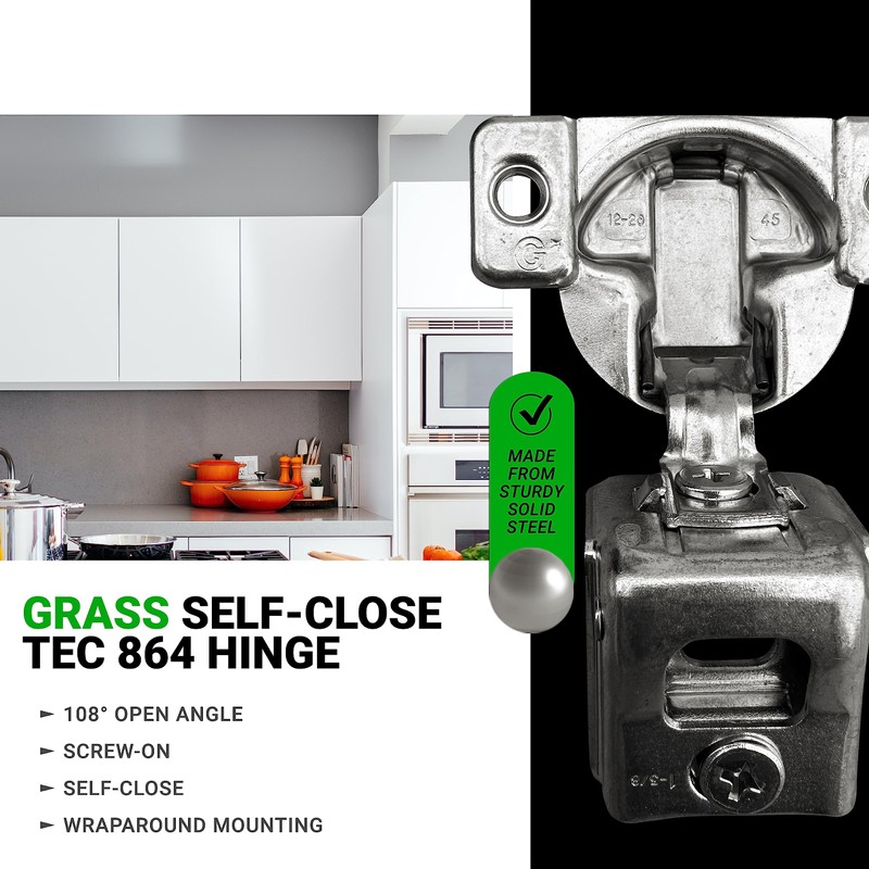 Grass 04498-15 TEC 864 Hinge, Wrap Mount 108 Degree, 1-3/8"
