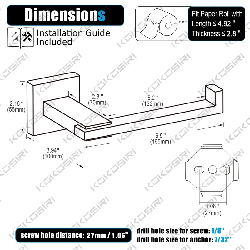 KOKOSIRI Chrome Toilet Paper Holder for Kitchen Bathroom Washroom Toilet