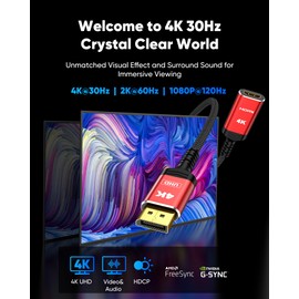 Highwings 4K DisplayPort to HDMI Cable Adapter, DP to HDMI Cable Uni-Directional UHD (2K 60Hz, 1080p 120Hz), Display Port Male to HDMI Female Passive, Monitor Converter for Computer, GPU, AMD, NVIDIA