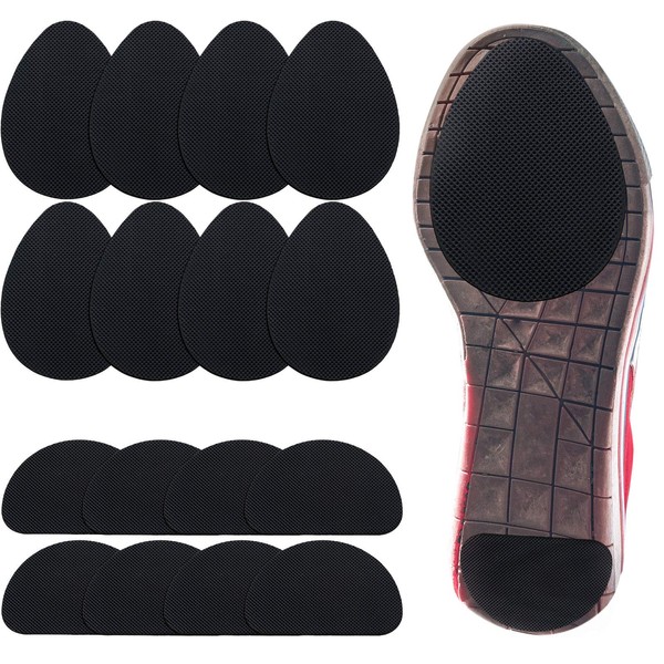 16 almohadillas antideslizantes para zapatos, autoadhesivas, antideslizantes, reducción de ruido, almohadillas de goma antidesprendimiento, protector de suela de goma (negro)