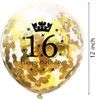 DIWULI 5pc 16th Birthday Number Balloons, Gold, 12 Inch, Confetti,