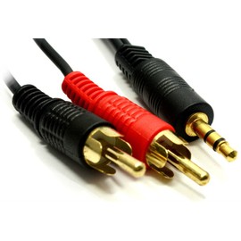 Generic 0.5m 3.5mm Mini Stereo Jack to 2 x RCA Twin Phono Cable Lead Audio GOLD [6-40]