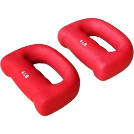 Set of 2 Hand Shaped Neoprene Exercise Workout Jogging Walking Cardio Dumbbells Pair - Color: 4-LB Red