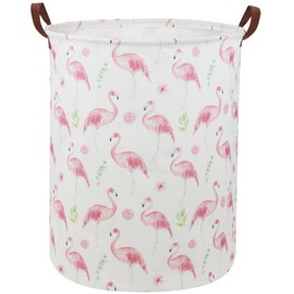 Essme Flamingo Laundry Hamper,Kids Hamper Collapsible Canvas Waterproof Storage Bin for Girls, Nursery Hamper,Gift Baskets,toy bins(Pink Flamingo)