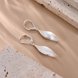 ASH'S CHOICE Silver 925 Earrings Hanging Hypoallergenic French Earrings Small Hoop Earrings with Pendant Double Twisted / Spiral / Leaf / Water Drop Long Earrings Boho Earrings Women