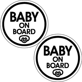 TOTOMO Baby on Board Sticker - (Set of 2) Safety Caution Decal Sign Stickers for Cars Windows Bumpers - Baby Pacifier ALI-029