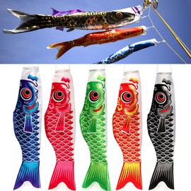 Bluelover 1 Set 5 Stück Japanische Flagge Carp Carp Banner Windsock Sailfish Koinobori Wind Streamer mehrfarbig Fisch