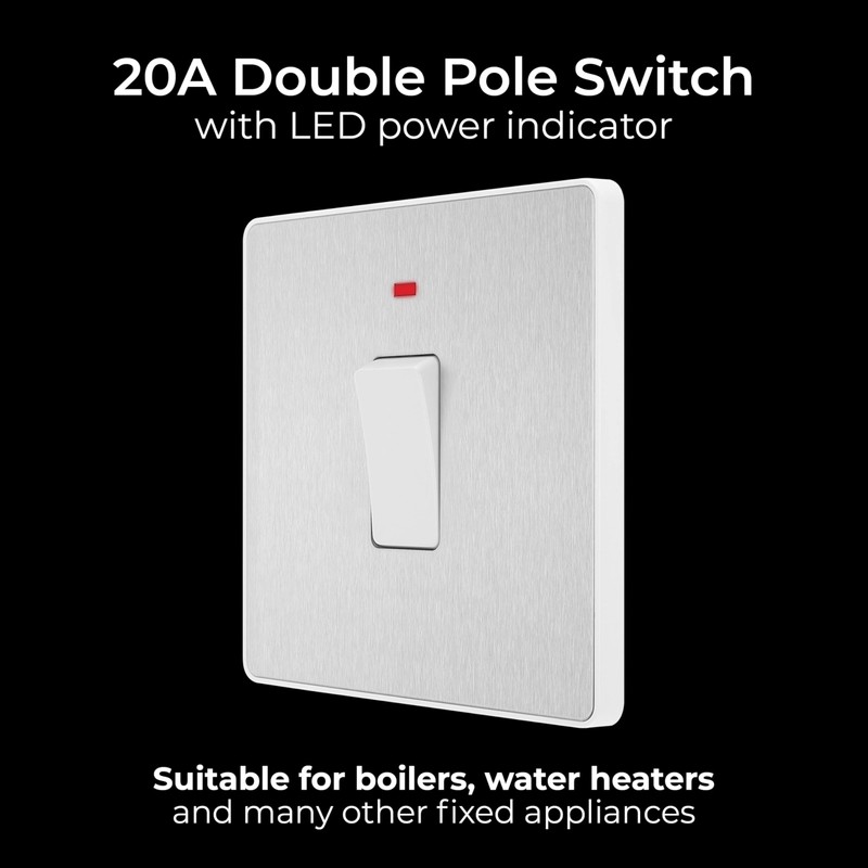 BG Electrical Single Wall Switch with LED Power Indicator, Double