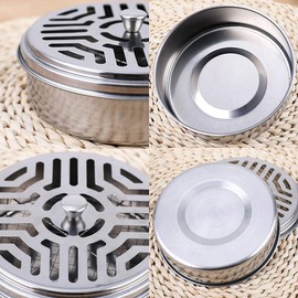 XLKJ Mosquito Spool Holder 2 Pieces Metal Mosquito Spool Holder with Lid Sandalwood Frankincense Burner for Home Garden