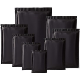 100pcs Mylar Bags,Resealable Bags for Small Business Packaging, Black Aluminum Foil Ziplock Baggies,Sample Bags Zipper Pouch Smell Proof Bags (8x12cm - 100 pcs, Matte Black)