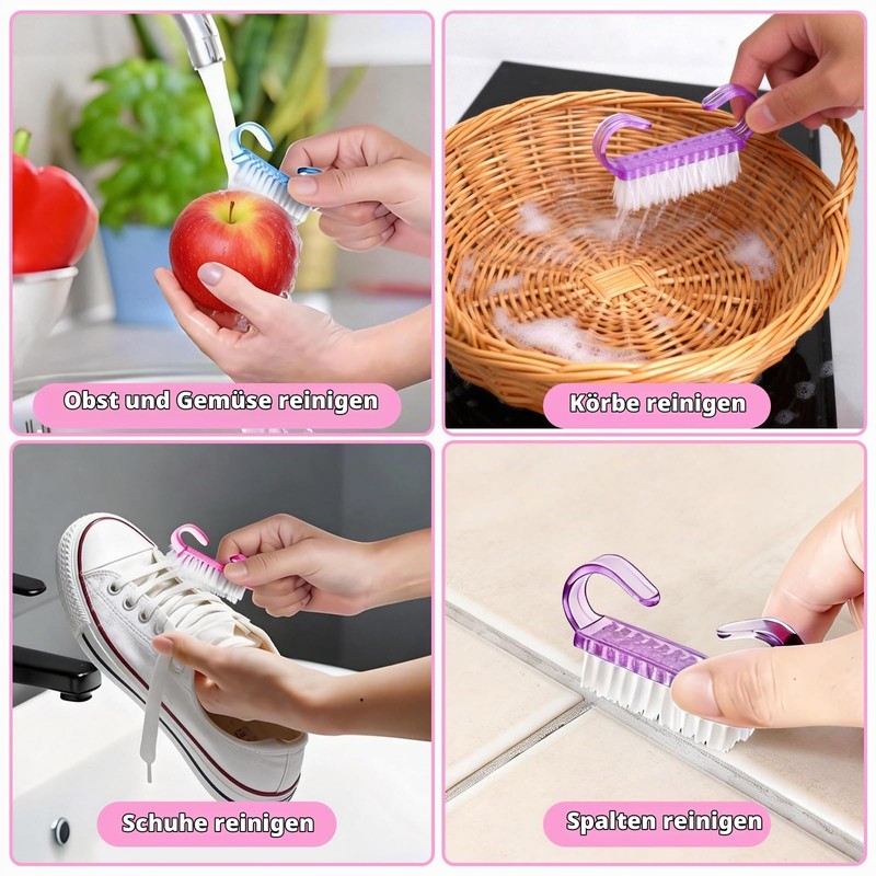 24 Nail Brush Hand Brush with Handle, Fingernail Exfoliating Cleaning