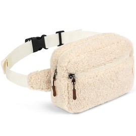 Choco Mocha Kids Fanny Pack for Girls Fuzzy Fanny Pack Ages 6-8 8-12 Belt Bag for Girls Toddler Fleece Fanny Pack Gift, Cashmere Beige