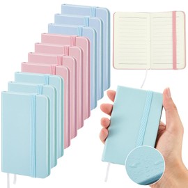 Qeeenar Hardcover Leather Pocket Notebook 4 x 2.5 Inch Small Notebook 50 Sheets Hardcover Mini Notepad Tiny Lined Journal Notebook for Office Home School Writing Supplies(Pink, Blue, Green, 10 Pcs)