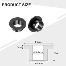 QUARKZMAN 20 Pcs Flange Bushings Plastic Bushings ID 10.2mm x OD 12mm x Length 7mm POM Sockets Black