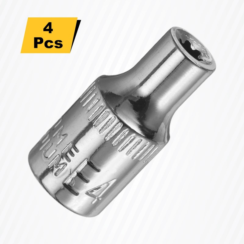 HARFINGTON 4pcs E-Torx Socket 1/4" Drive E4 External Torx Deep