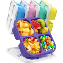 Canfanni 5 Pcs Bento Snack Containers, Reusable 4 Compartment Divided Food Storage For (5