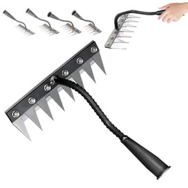 Iron Rake 2.0, Upgraded Iron Weeding Rakes 2.0, Iron Rake for Gardening and Weeding, Multifunctional Heavy-Duty Iron Rakes Gardening Hand Weeder Tools, Durable ＆ Lightweight (8 Teeth)
