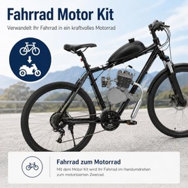 80cc 2-Stroke Bicycle Engine Kit Petrol Engine with CDI Ignition Type, Bicycle Engine Petrol for 26/28 Inch V-Frame Bicycles, Engine Single Cylinder Air-Cooled