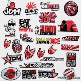 Set of 46 Funny JDM Racing Stickers, USDM Herafura, Rising Sun, Hinomaru, Beginner Flag Decals, Japanese Sticker Bomb