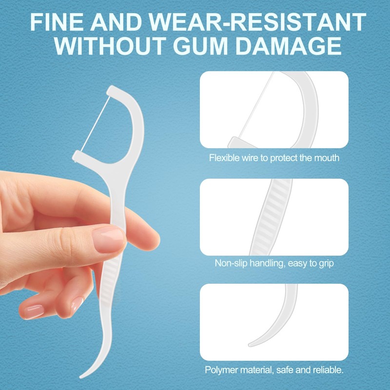 100 Count Dental Floss Picks, Easy Grip Handle Floss Picks