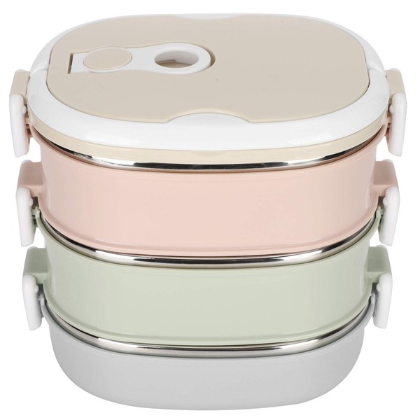PLLO 3-Layer Stainless Steel Leakproof Lunch Box, Portable Hand Food