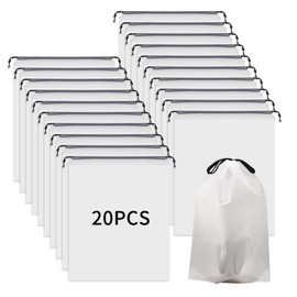 Shoe Bags with Drawstring 20 Pieces, PE Shoe Bags for Travel, Transparent Waterproof Storage Bag, Multifunctional Shoe Bag for Men and Women, Dustproof and Practical