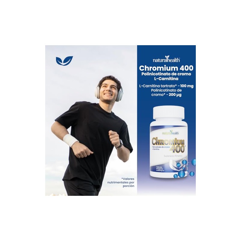 Natural Health Chromium 400 | Suplemento Alimenticio con Polinicotinato de