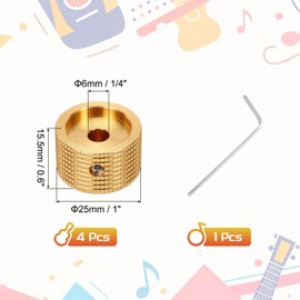 MECCANIXITY 4PCS Aluminium Potentiometer Knobs 1/4" x 1", Universal Top Hat Knobs Volume Tone Control Knob with Set Screw for Guitar Bass, Gold
