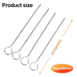 18 PCS 6''Stainless Steel Metal Skewers for Kebabs, skewers Stainless Steel, for Air Fryer,Chicken skewers,Turkey Kebabs,BBQ Accessories(18)