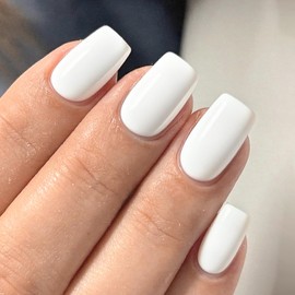 Lifextol 120pc White Coffin Press on Nails Short Fake Nails Press ons for Women Acrylic Nail Presson Nail&Glue Tabs, Short White Fingernails Coffin False Fingernail Tip Stick on Artificial Fingernail