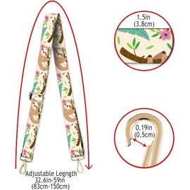 DANHRO Wide Purse Strap Replacement Crossbody Handbag Shoulder Strap Adjustable Bag Straps Replacement (Cute Sloth)