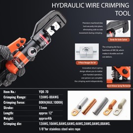 Hydraulic Crimping Tool, Hydraulic Wire Crimping Tool & Cable Cutter Kit | 12 AWG to 2/0 Gauge | Heavy-Duty Terminal Crimper with 9 Dies for Electrical, Battery & Welding Cables