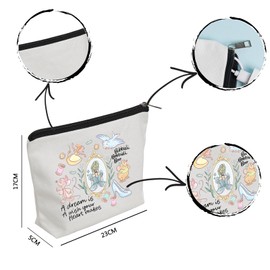 WZJHCL Princess Makeup Pouch Jaq & Gus Cosmetic Bag A Dream Is A Wish Your Heart Makes Storage Pouch Bibbidi Bobbidi Boo (A Dream)