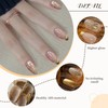 Kabwea 24 pieces gold press on nails, French tip fake