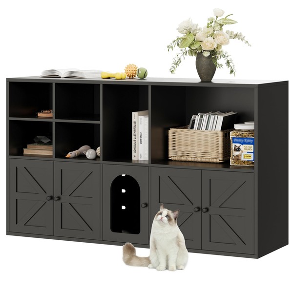 IRONCK Cat Litter Box Enclosure for 2 Cats, Litter Box