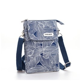 [Kaaipee] Smartphone Pouch, Women's, Lightweight Mini Shoulder Bag, Smartphone Pochet, Adjustable Length, Portable Pouch, Crossbody Hanging, Floral Pattern, blue