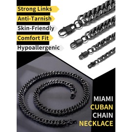 Black Cuban Chain Mens Necklaces Cuban Link
