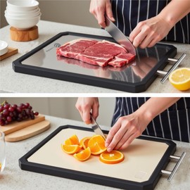 Titanium Cutting Board |Double Sided Titanium Cutting Boards for Kitchen | Food Grade Pure Titanium/Wheat Straw PP Chopping Board, Dishwasher Safe Easy to Clean 16×11