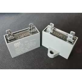General Plug-in Capacitor CBB61-P2 for Air Conditioning Outdoor Fan - Dual Plug-in 450V 1.5µF External Unit Starting Capacitor (2PCS)